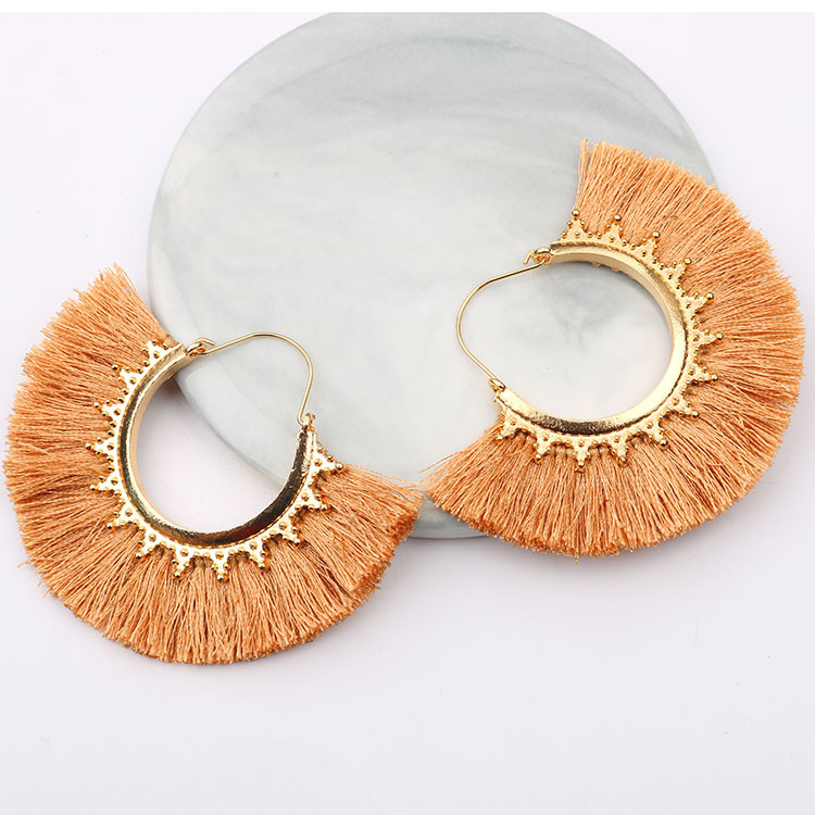 Hot Sale Fashion Design European And American Earrings Jewelry Small Triangle Tassel Fan Multicolor Female Earrings Party Gift