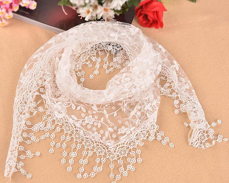 Bandanas Female Women Tassel Lace Floral Knit Triangle Mantilla Scarf Shawl Wrap Scarves