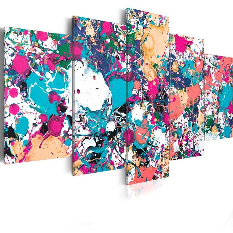 5 Pieces Fashion Wall Art Canvas Painting Abstract Color Watercolor Modern Home Decoration,Choose Color:3 And Size :2(No Frame)