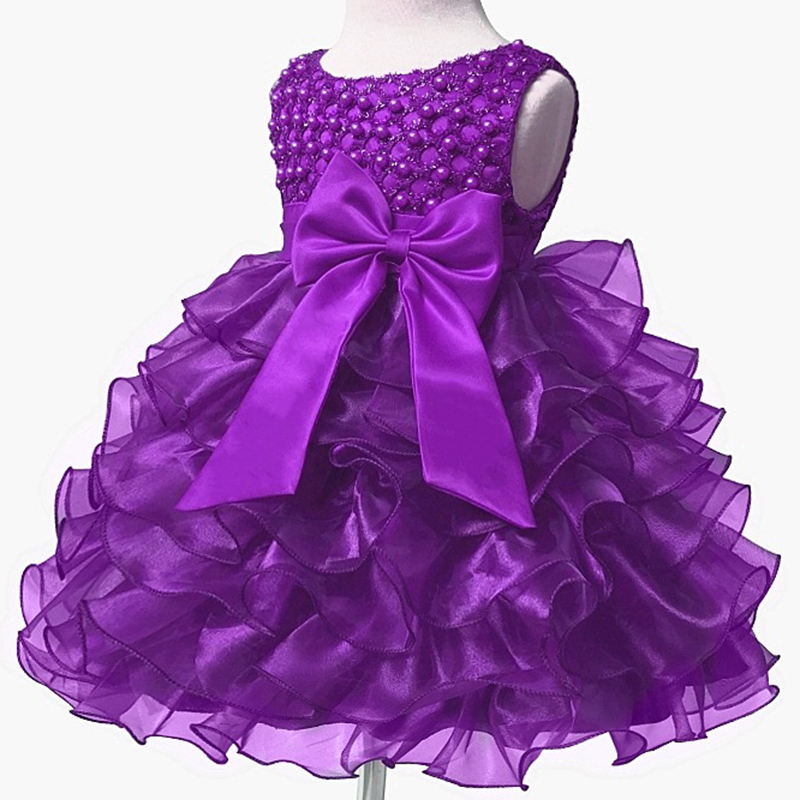 Baby Kids Pearl Princess Baptism Party Tutu Dress For Girls Infant Girl's Christening Birthday Dress Toddler Carnival Vestidos Y19061101