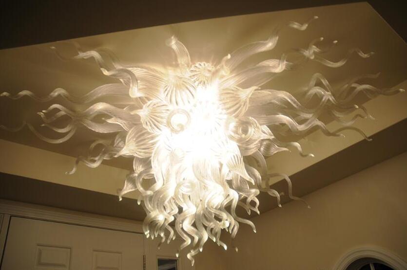 Home Decor Chandelier Ceiling Fan Light AC 110/240v Led Bulbs Excellent Hand Blown Glass Chandelier Living Room Art Hanging Pendant Light