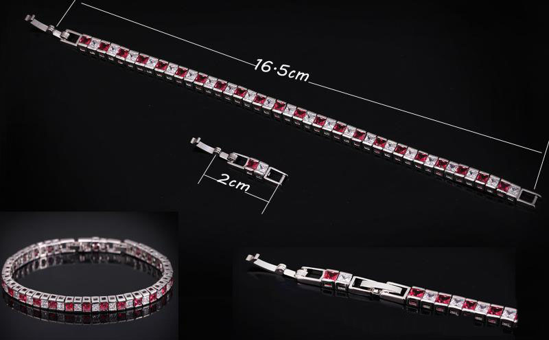 New Trendy White Gold Plated Square CZ Tennis Braclet for Girls Women for Party Wedding Gift for Friend
