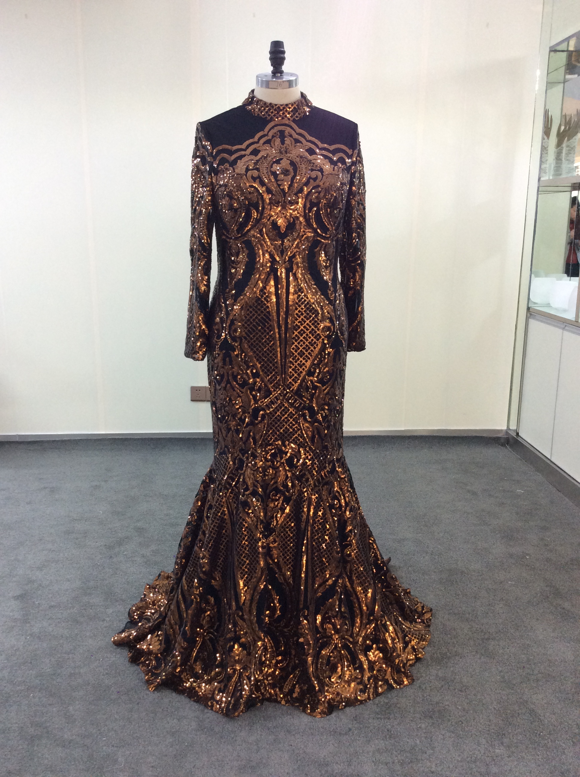 New Arrival Real Photos Long Sleeves Prom Dresses 2019 Mermaid High Neck Holidays Graduation Wear Evening Party Gowns Custom Made Plus Size