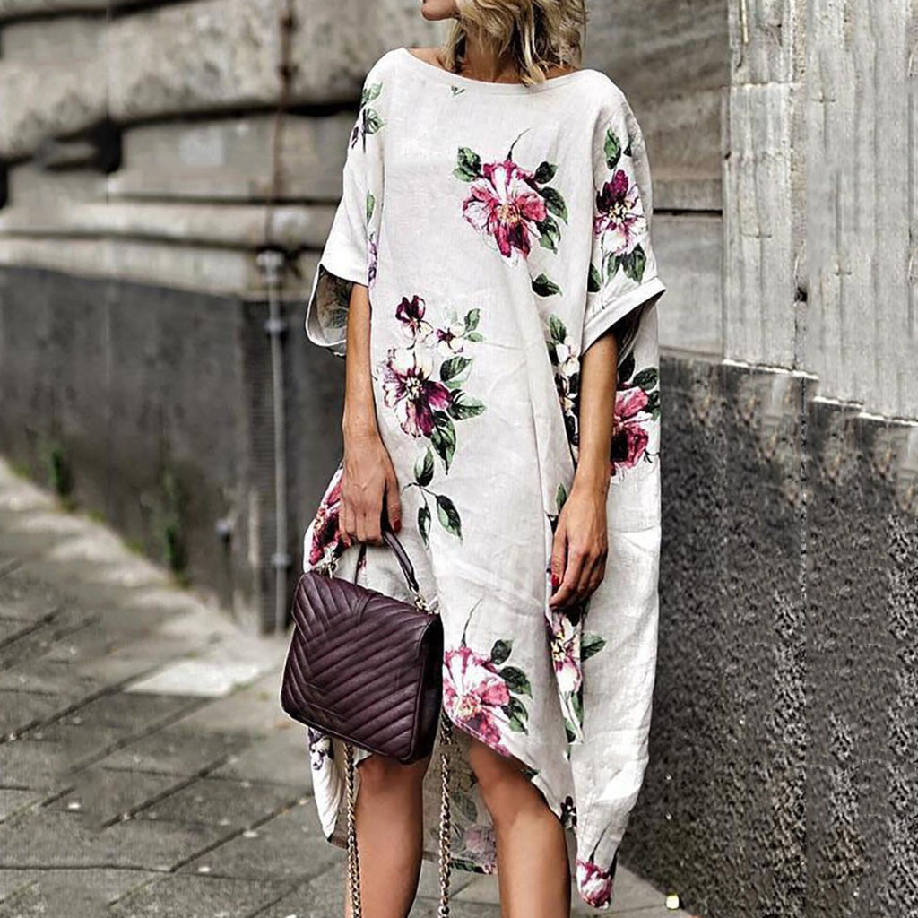 Dress Summer Women Long Women Summer Style Feminino Vestido O Neck Print Casual Plus Size Ladies Dress vestido verano, As pic
Dress Summer Women Long Women Summer Style Feminino Vestido O Neck Print Casual Plus Size Ladies Dress vestido verano, As pic