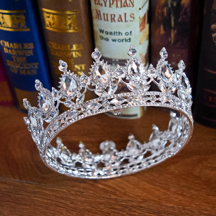 Blue Diamond Cycle Crown Ladies Jewelry Diamond Crowns Bride Wedding Accessories Round Crown European Style Retro Palace Crown