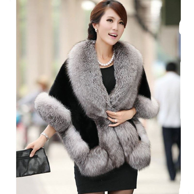 Faux coat female long section mink hair 2018 new Korean version of the imitation fur collar shawl