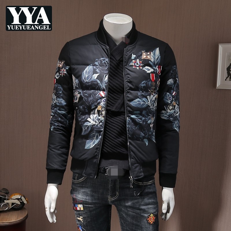 Casual Men Down Jacket Brand Flower Printed White Duck Down Coat 2019 Winter Zipper Black Thicken Warm Outerwear Plus Size
Casual Men Down Jacket Brand Flower Printed White Duck Down Coat 2019 Winter Zipper Black Thicken Warm Outerwear Plus Size
