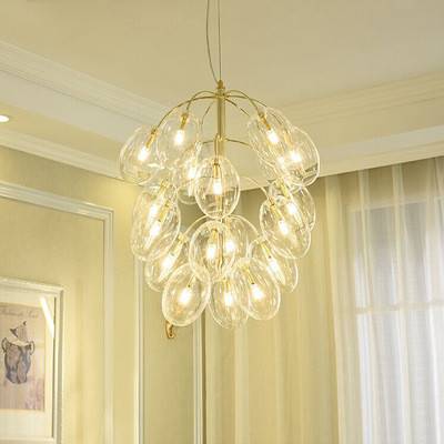 LED Chrome Grape Glass Pendant Lamps light 4/7/15/18 Dining Room Shop gold iron chandeliers
