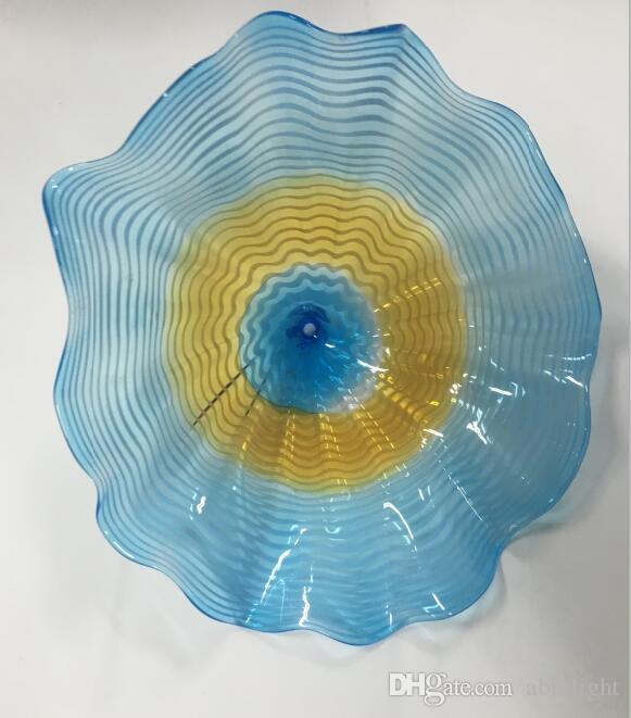 Hanging Wall Art Hand Crafts Decorative Platter LED Wall Sconce High-end 100% Hand Blown Murano Glass Plates for bedroom study living room