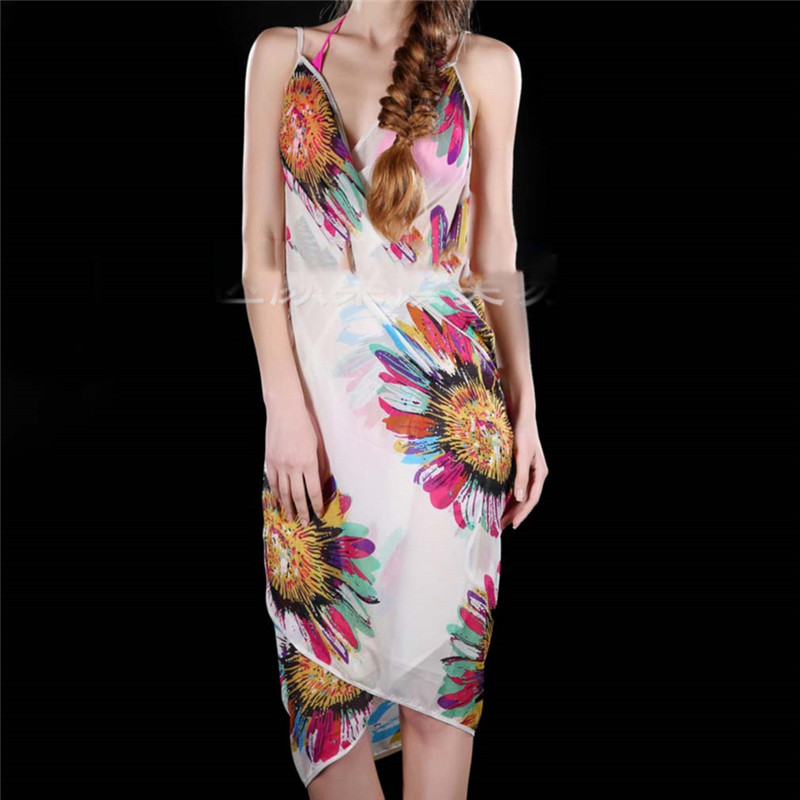 Printed Cover-ups Sexy Beach Dress Women Halter Sling Chiffon Beach Towel Bikini Wrap Pareo Skirts Open-Back Swimwear
Printed Cover-ups Sexy Beach Dress Women Halter Sling Chiffon Beach Towel Bikini Wrap Pareo Skirts Open-Back Swimwear