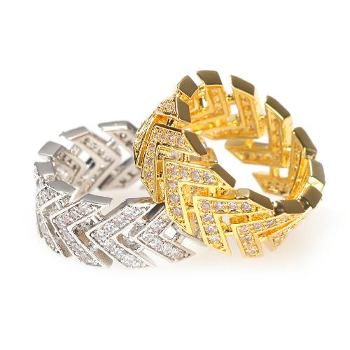2020 New Gold Bling CZ Cubic Zirconia Mens Antique Arrow Finger Ring Band Iced Out Diamond Rings Hip Hop Valentine Day Jewelry Gift For Men
