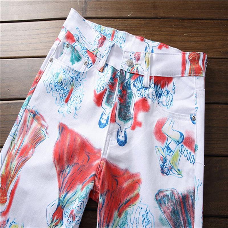 BOKADIAO Man jeans fashion Multicolor Paint Splatter Straight jeans for men white Pants wild Slim denim trousers male Streetwear