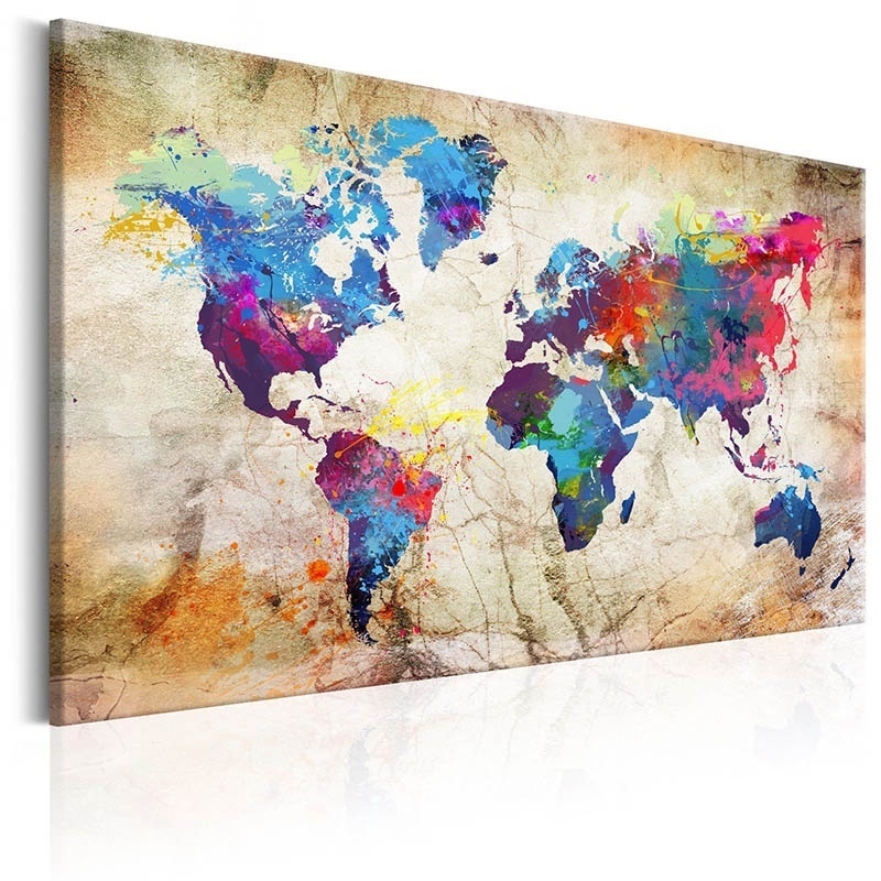 Unframed 1 Panel Large HD Printed Canvas Print Painting World Map Home Decoration Wall Pictures for Living Room Wall Art on Canvas
