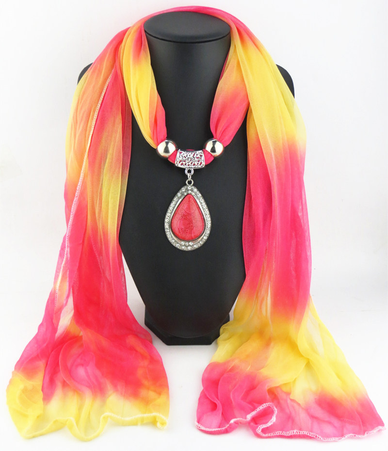 New Arrive 2020 Charm Blue Stone Gemstone Water Drop Raindrop Pendant Scarf Rhinestones Tassels Jewelry Scarves Free Shipping