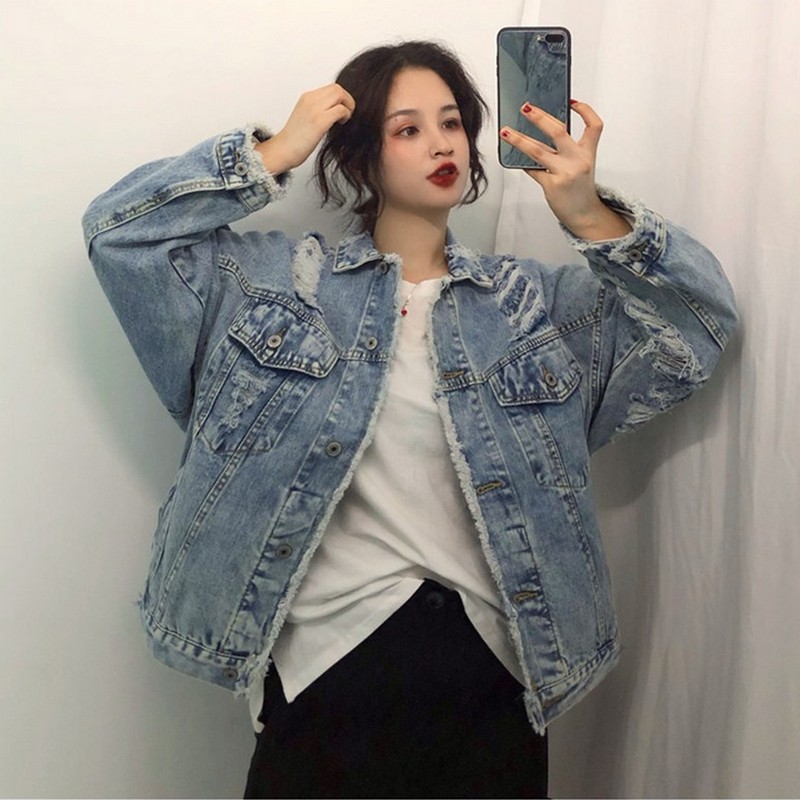 Female Spring New Loose Personality Denim Jacket Women Washed Edge Harajuku Hole Coat Womens Casual Streetwear Jacket
Female Spring New Loose Personality Denim Jacket Women Washed Edge Harajuku Hole Coat Womens Casual Streetwear Jacket