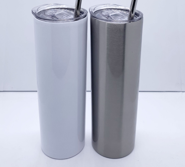 20oz 30oz sublimation straight skinny tumbler stainless steel tumblers double walled vacuum insulated with sealed lid and plastic straw, White
20oz 30oz sublimation straight skinny tumbler stainless steel tumblers double walled vacuum insulated with sealed lid and plastic straw, White