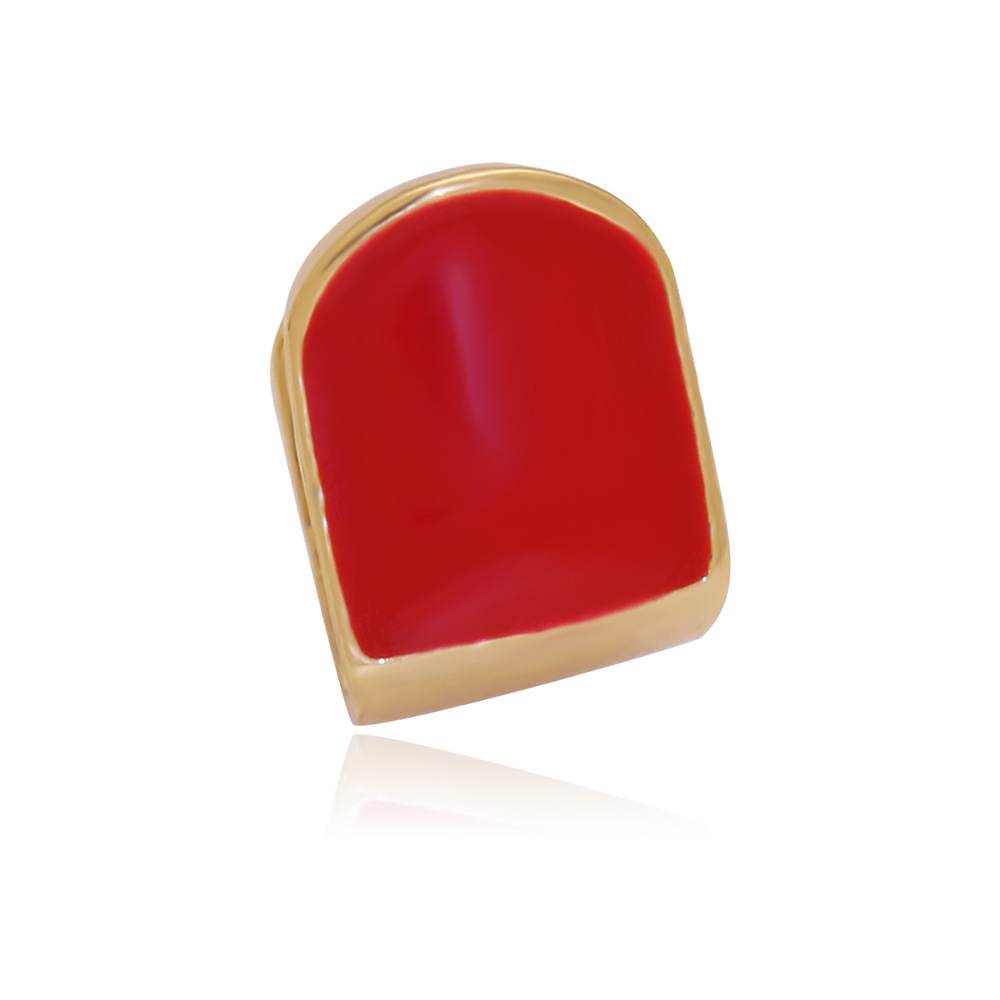 New Gold Plated Mixed Color Vampire Up Single Teeth Grills Bottom Hip Hop Fang Grillz Halloween Dental Tooth Cap Decoration Wolf Tide Body Piercing Je