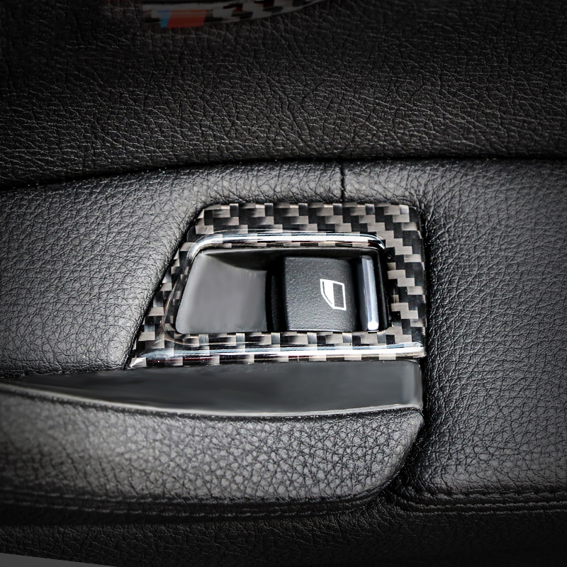 For BMW F10 5 Series Carbon Fiber Car Interior Window Switch Frame Door Bowl Cover Trim Sticker 2011-2017 Accessories