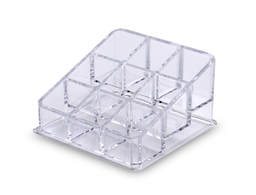 

9 Grid Acrylic Makeup Organizer Storage Box Cosmetic Lipstick Jewelry Case Display Stand Make Up Tools Brush Holder, Clear