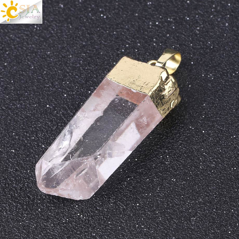Wholesale Natural Unique White Crystal Pillar Irregular Stone Pendant Women DIY Fit Necklaces For Jewelry Making