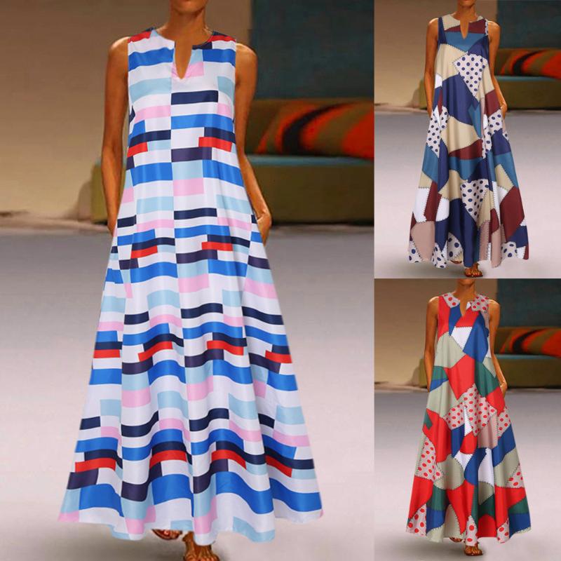 Women Summer Dress Plus Size Print Splice Daily Casual Sleeveless Vintage Bohemian V Neck Maxi Dress Fashion Vestidos M140#, Bu
Women Summer Dress Plus Size Print Splice Daily Casual Sleeveless Vintage Bohemian V Neck Maxi Dress Fashion Vestidos M140#, Bu