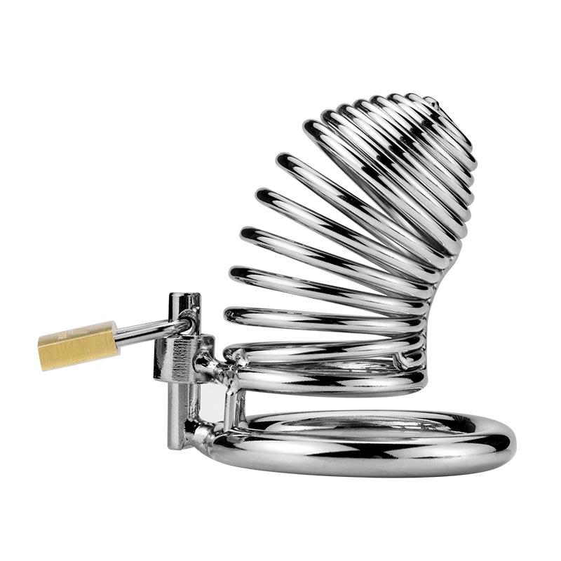 new arrivals stainless steel screwed male chastity cage device metal lock penis cock cage bandage sex adult toys stopping masturbation