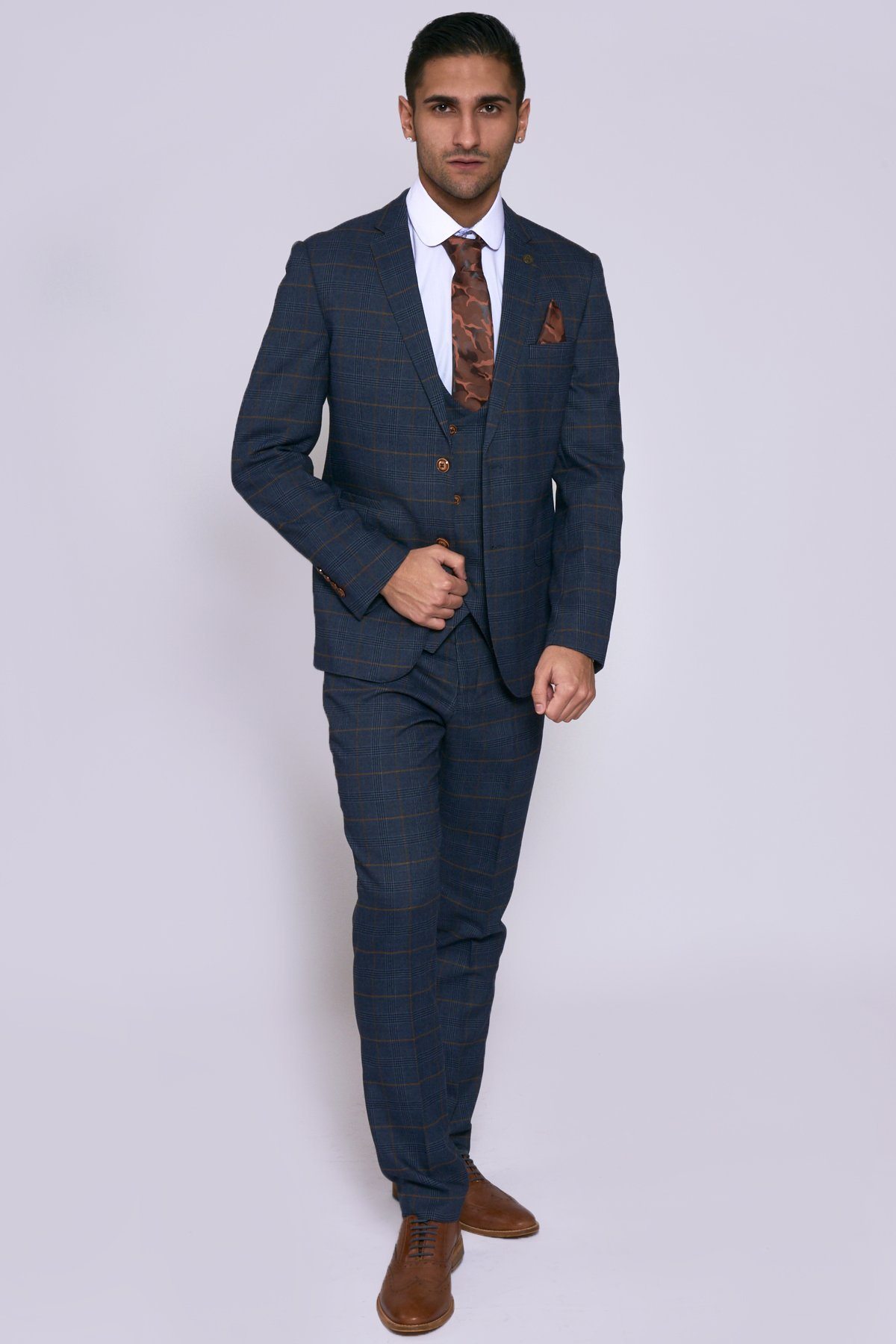 Navy Tweed Plaid Mens Wedding Tuxedos Groom Notch Lapel Tailor Fit Custom Made Pants Suits Formal Men Wear Clothing Jackets