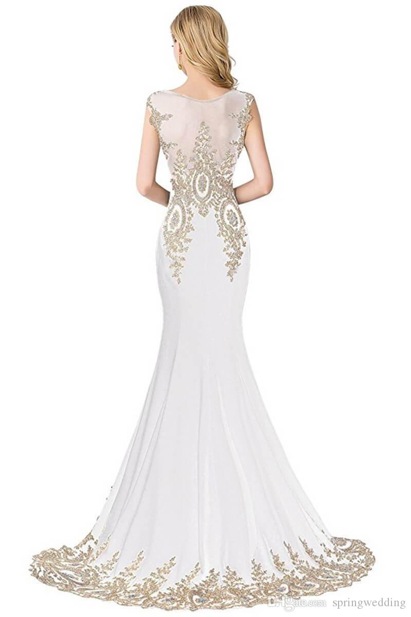 Babyonlinedress Gold Lace Mermaid Bridesmaid Dresses 2020 Dubai Arabic Tulle Neck Beads Evening Dresses Cheap Prom Dresses Long CPS234