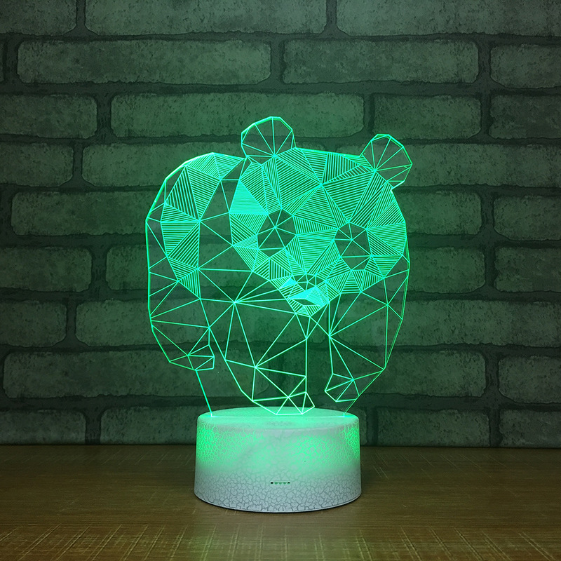 Panda Shape 3D Table Lamp LED Night Light 7 Colors Changing Bedroom Sleep Lighting Home Decor Gifts