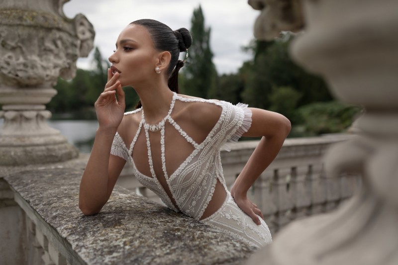 charchy bohemian wedding dresses short sleeve lace appliqued beads trumpet bridal gowns sexy illusion boho beach vestido de novia