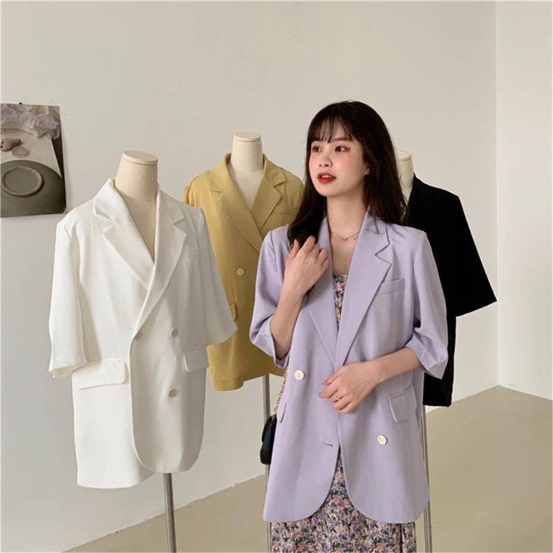 Korean Fashion Women Short Sleeves Solid 2020 Tops All Match Thin Brief Sunscreen Coats Summer Loose Office Lady Blazers, Black
Korean Fashion Women Short Sleeves Solid 2020 Tops All Match Thin Brief Sunscreen Coats Summer Loose Office Lady Blazers, Black