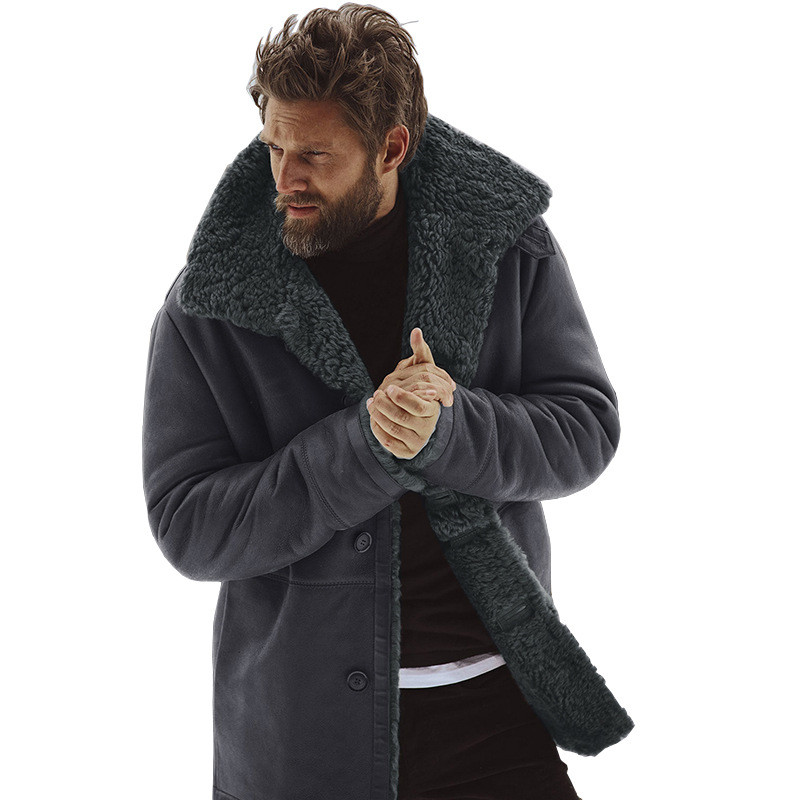 2019 Winter Autumn Cotton Blend Men's Winter Sheepskin Jacket Warm Wool Lined Mountain Faux Lamb Coat Turn-down Collar Outerwear, Grey
2019 Winter Autumn Cotton Blend Men's Winter Sheepskin Jacket Warm Wool Lined Mountain Faux Lamb Coat Turn-down Collar Outerwear, Grey