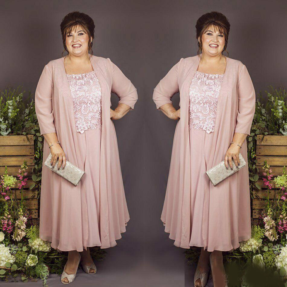Elegant New Mother Of The Bride Dresses 2020 Lace Ankle length Plus Size With Jacket Wedding EveningParty Guest Gown vestido de