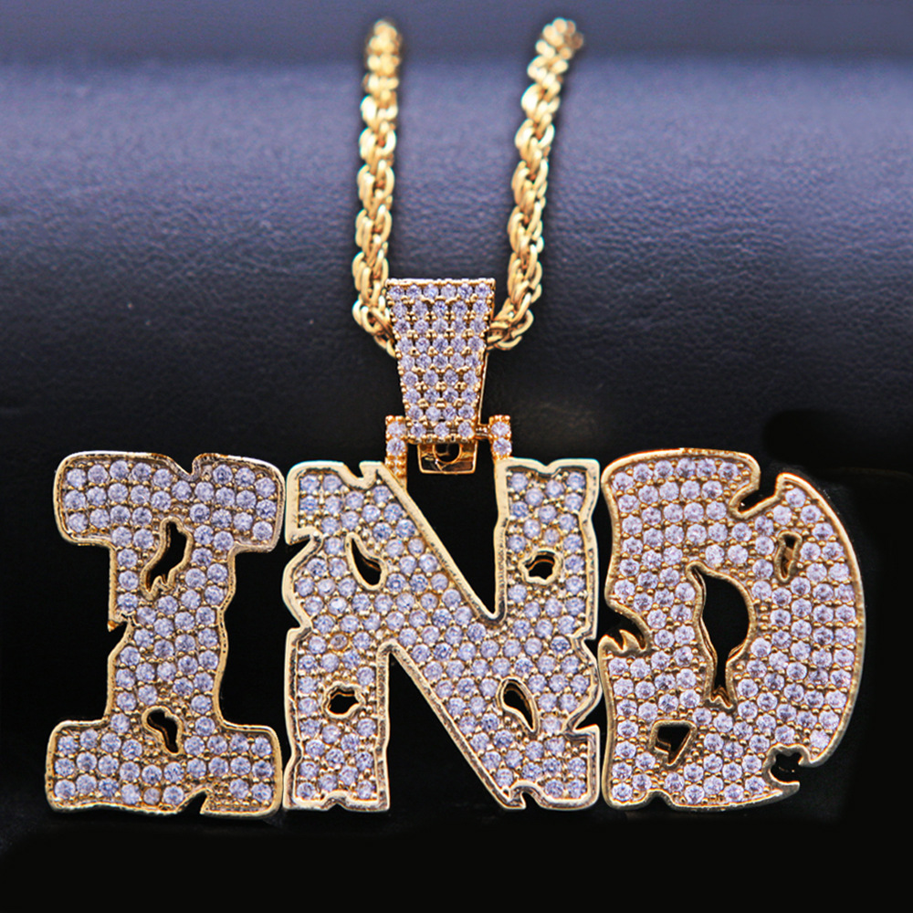 New personalized Diamond A-Z Initial Letter Custom Name Pendant Necklace Iced Out CZ 18K Gold Plated Hiphop DIY Jewelry for Men Women