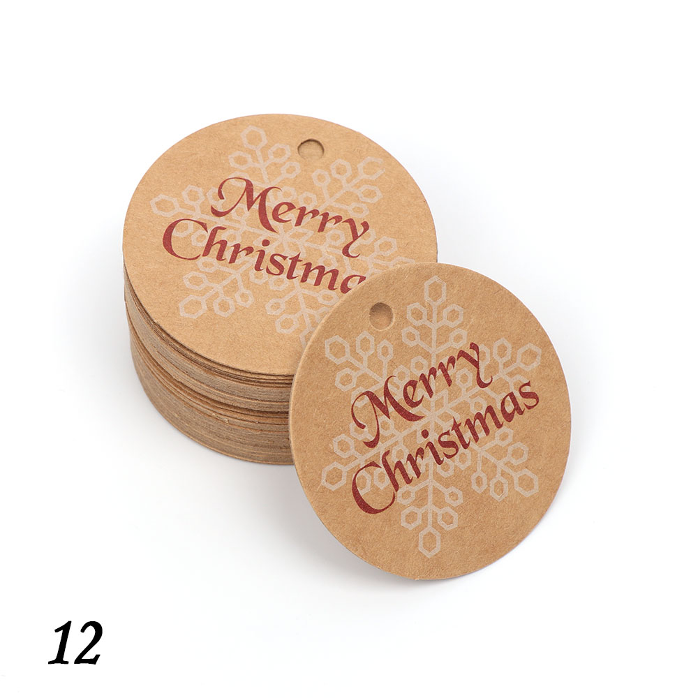 Christmas Theme Kraft Paper Tags DIY Crafts Hang Tag With Rope Christmas Party Labels Xmas Gift Wrapping Supplies
