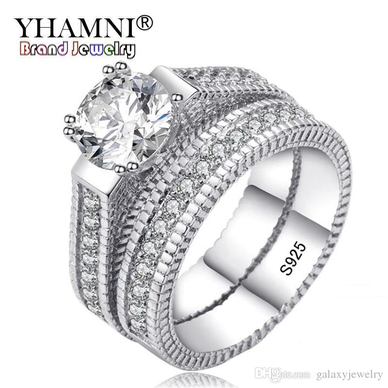 YHAMNI 100% Real 925 Sterling Silver Rings Set Hearts and Arrows 1ct CZ Diamond Wedding Rings for Women Double Engagement Ring MR121
YHAMNI 100% Real 925 Sterling Silver Rings Set Hearts and Arrows 1ct CZ Diamond Wedding Rings for Women Double Engagement Ring MR121