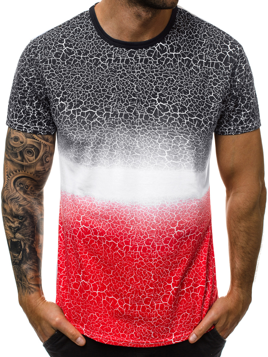 New Casual Short Sleeve Men T shirt Hiphop Streetwear Male T-shirts Fitness Gradient Printed Bottoms Tees Top
