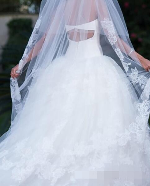 Princess Ball Dresses Sweetheart Necke Tulle Hollow Back Sweep Train Wedding Gown Custom Made Vestido De Novia
