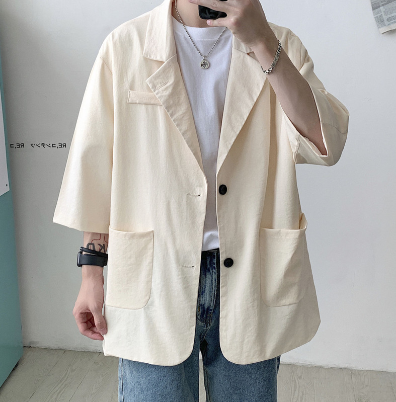 2020 Spring And Summer New Youth Popular Men's Loose Solid Color Breathable Cool Seven-point Sleeve Suit Fashion Casual Top, Beige
2020 Spring And Summer New Youth Popular Men's Loose Solid Color Breathable Cool Seven-point Sleeve Suit Fashion Casual Top, Beige