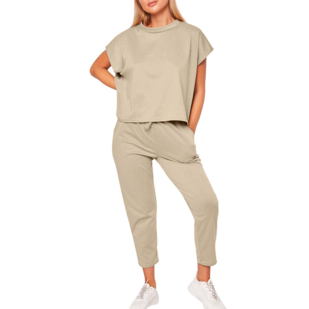 2019 FASHION Womens Summer 2PCS Tracksuits Set Sport Lounge Wear Ladies Casual Tops Pant Suit 2.261
