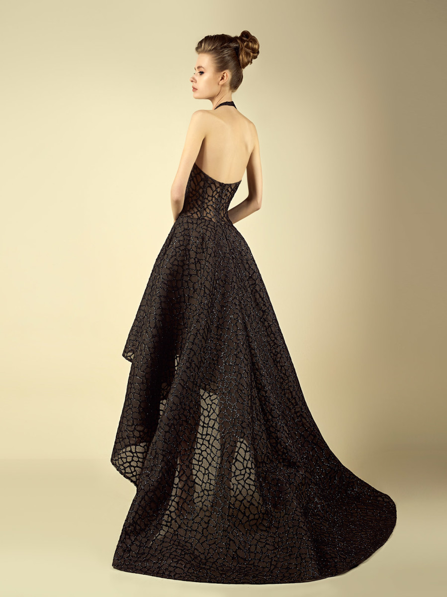 Fadwa Baalbaki Sexy Short Prom Dresses Lace Halter Neck Backless Hi Lo Cocktail Party Dresses Little Black Graduation Homecoming Gowns