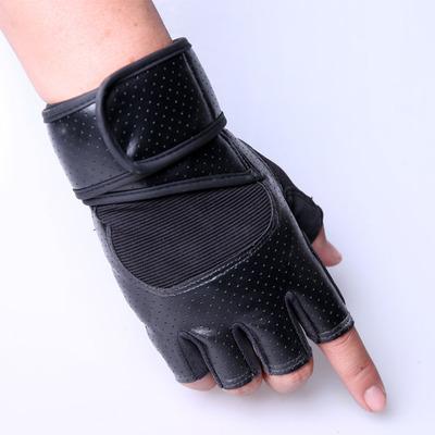 PU Leather Stitching Guantes Gym Gloves Body Building Exercise Training Weight Lifting Fingerless Fitness Gloves For Men Women
