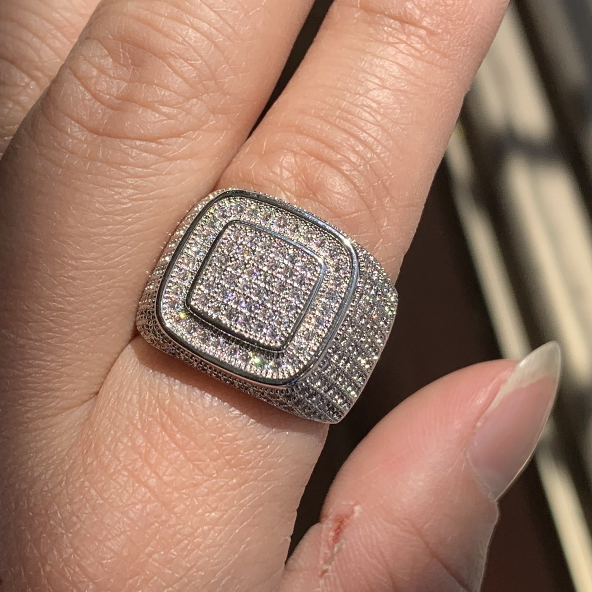 Infinity Luxury Jewelry Big Promotion 925 Sterling Silver Pave Tiny White Sapphire CZ Diamond Gemstones Wedding Finger Ring for Men Gift