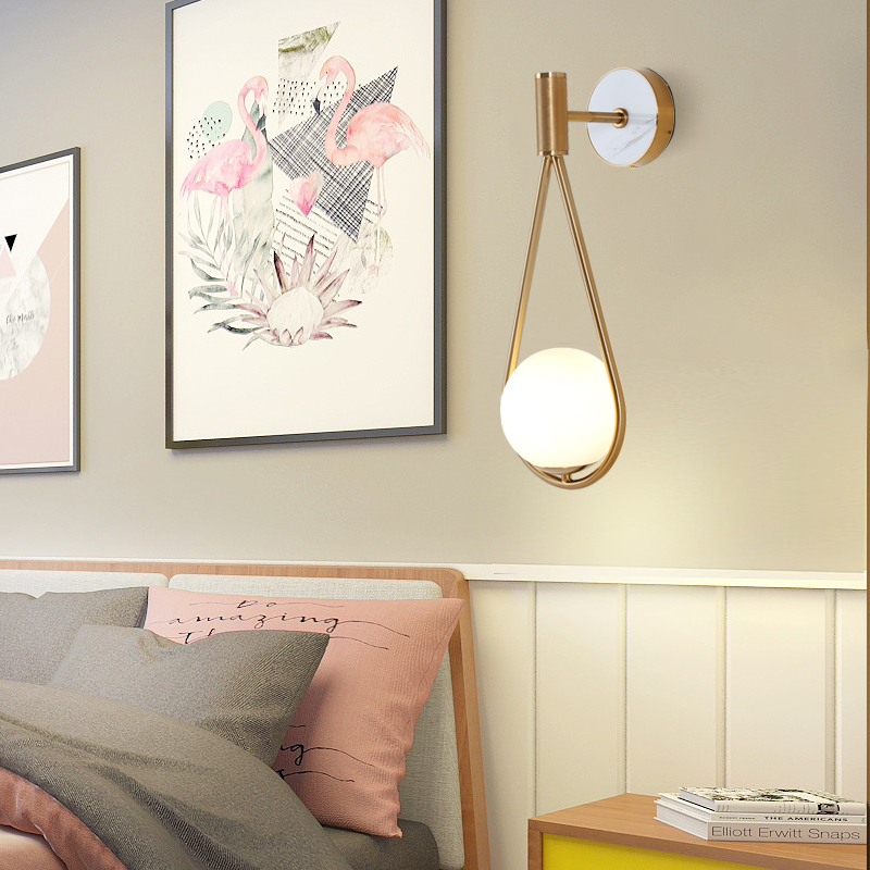 Nordic wall lamp postmodern contracted glass sitting room corridor balcony fashion creative stair bedroom bedside lamps
