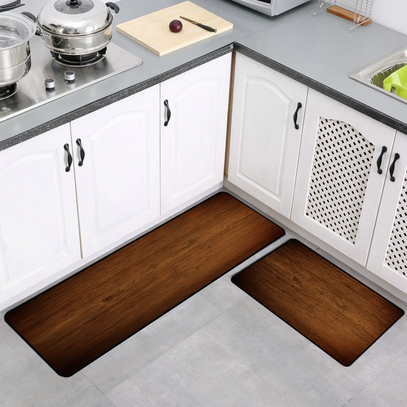 Wood Grain Anti-slip Kitchen Mat Long Bath Carpet Modern Entrance Doormat Tapete Absorbent Bedroom Living Room Floor Mat