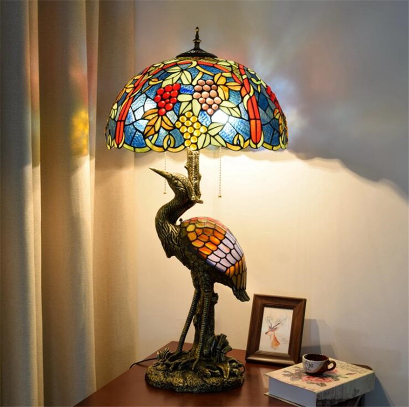 American pastoral grape decoration glass table lamp Tiffany stained glass living room dining room decoration table lamp TF086