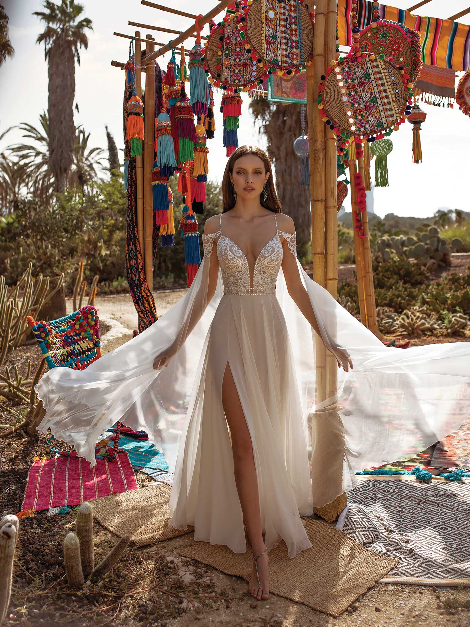 asaf dadush wedding dresses high split lace applique beads a line bohemian wedding dress floor length sexy backless robes de marie