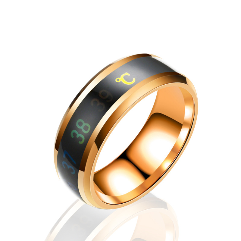 Fashion Intelligent Thermometer temperature measuring ring Stainless steel simple creative Couple wedding jewelry Dropshipping hot sale