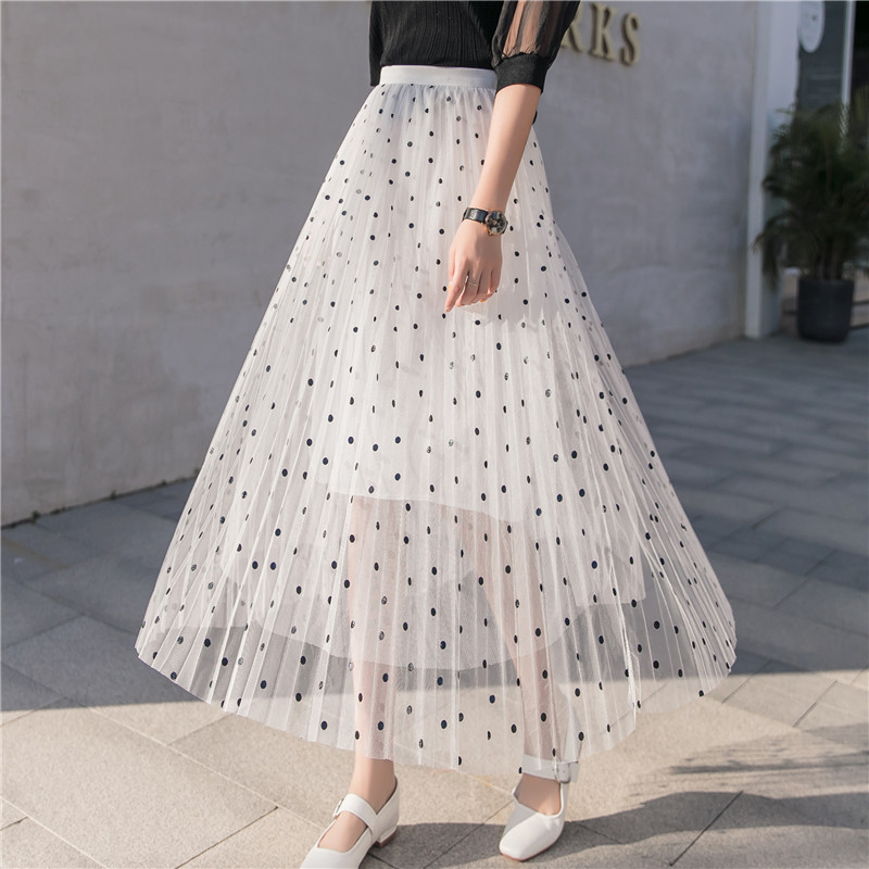 Ailegogo Fashion Women Elastic Waist Dot Long Mesh Skirt Casual Spring Summer Female Tulle Black Pink Pleated Skirts
Ailegogo Fashion Women Elastic Waist Dot Long Mesh Skirt Casual Spring Summer Female Tulle Black Pink Pleated Skirts