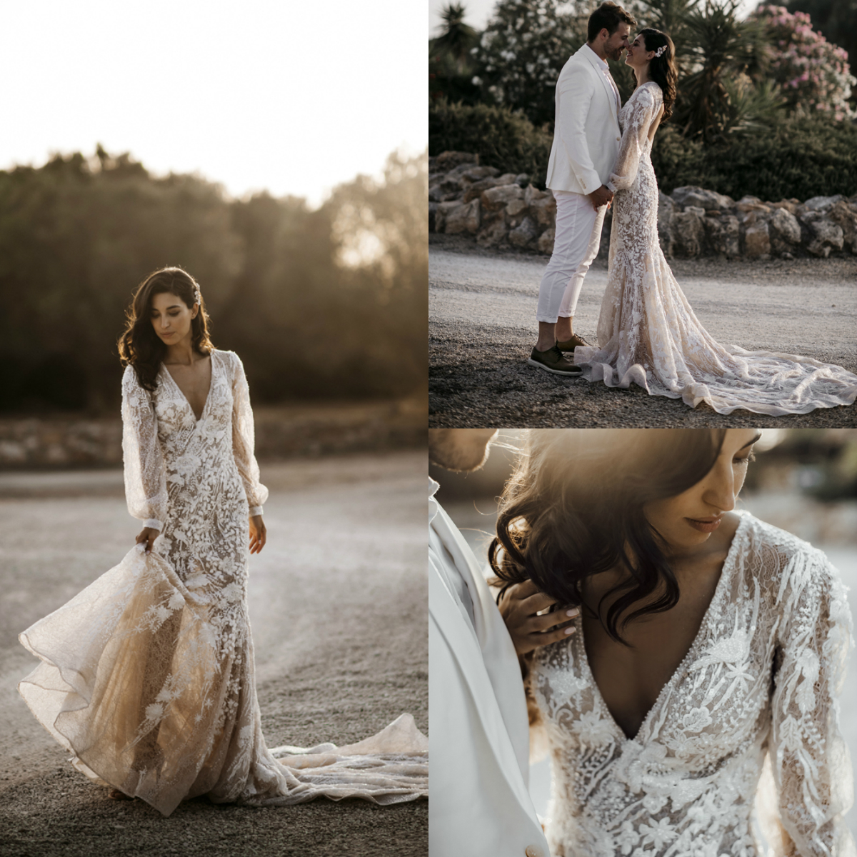 Bohemian Mermaid Wedding Dresses Deep V Neck Lace Appliques Long Sleeve Country Wedding Gowns Customized Modest Champagne Bridal Dress, Pink
Bohemian Mermaid Wedding Dresses Deep V Neck Lace Appliques Long Sleeve Country Wedding Gowns Customized Modest Champagne Bridal Dress, Pink